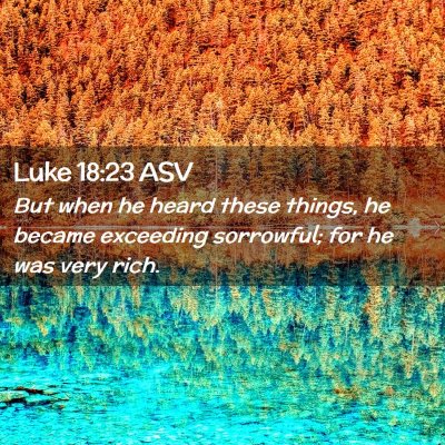Picture 02 - Luke 18:23 ASV - But when he heard these things, he became - Bible Verse Picture