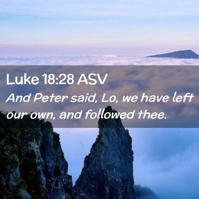 Picture 02 - Luke 18:28 ASV - And Peter said, Lo, we have left our own, and - Bible Verse Picture