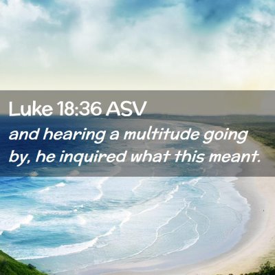 Picture 02 - Luke 18:36 ASV - and hearing a multitude going by, he inquired - Bible Verse Picture
