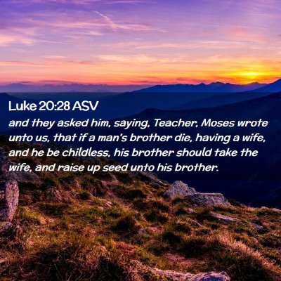 Picture 02 - Luke 20:28 ASV - and they asked him, saying, Teacher, Moses wrote - Bible Verse Picture