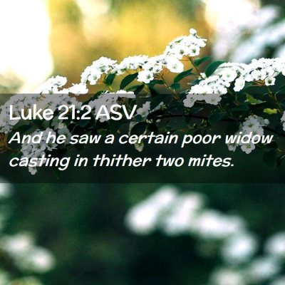Picture 02 - Luke 21:2 ASV - And he saw a certain poor widow casting in - Bible Verse Picture