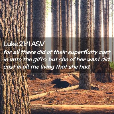 Picture 02 - Luke 21:4 ASV - for all these did of their superfluity cast in - Bible Verse Picture