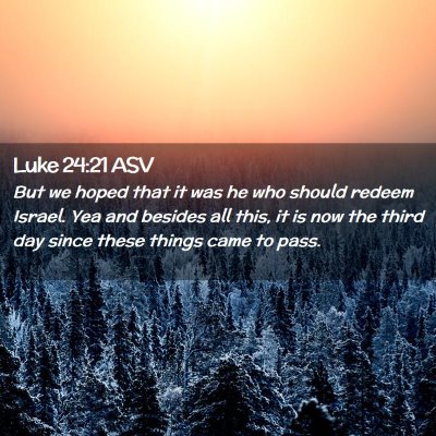 Picture 02 - Luke 24:21 ASV - But we hoped that it was he who should redeem - Bible Verse Picture