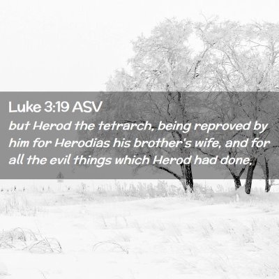 Picture 02 - Luke 3:19 ASV - but Herod the tetrarch, being reproved by him for - Bible Verse Picture