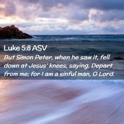 Picture 02 - Luke 5:8 ASV - But Simon Peter, when he saw it, fell down at - Bible Verse Picture