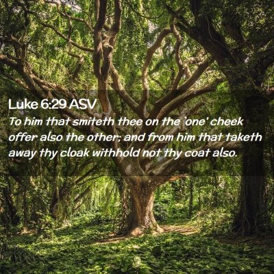 Picture 02 - Luke 6:29 ASV - To him that smiteth thee on the `one' cheek offer - Bible Verse Picture