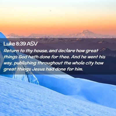 Picture 02 - Luke 8:39 ASV - Return to thy house, and declare how great things - Bible Verse Picture