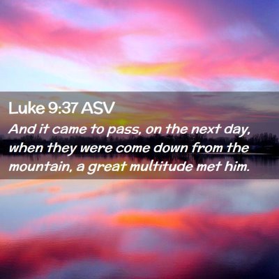 Picture 02 - Luke 9:37 ASV - And it came to pass, on the next day, when they - Bible Verse Picture