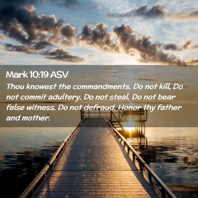 Picture 02 - Mark 10:19 ASV - Thou knowest the commandments, Do not kill, Do - Bible Verse Picture