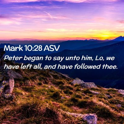Picture 02 - Mark 10:28 ASV - Peter began to say unto him, Lo, we have left - Bible Verse Picture