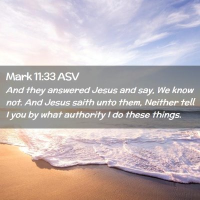 Picture 02 - Mark 11:33 ASV - And they answered Jesus and say, We know not. And - Bible Verse Picture