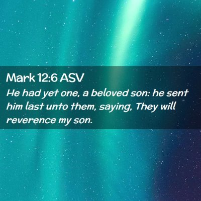 Picture 02 - Mark 12:6 ASV - He had yet one, a beloved son: he sent him last - Bible Verse Picture