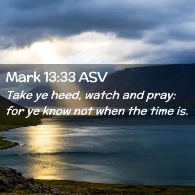Picture 02 - Mark 13:33 ASV - Take ye heed, watch and pray: for ye know not - Bible Verse Picture