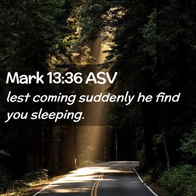Picture 02 - Mark 13:36 ASV - lest coming suddenly he find you - Bible Verse Picture
