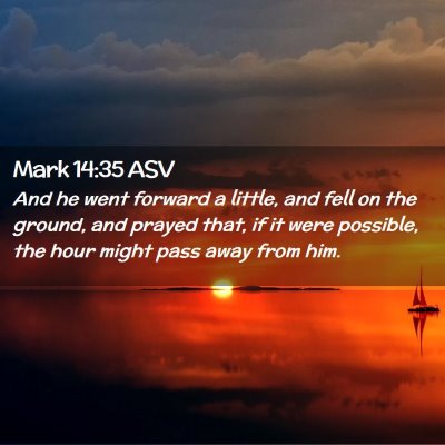 Picture 02 - Mark 14:35 ASV - And he went forward a little, and fell on the - Bible Verse Picture