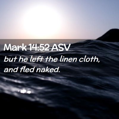 Picture 02 - Mark 14:52 ASV - but he left the linen cloth, and fled - Bible Verse Picture