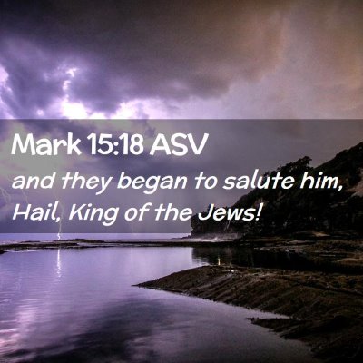 Picture 02 - Mark 15:18 ASV - and they began to salute him, Hail, King of the - Bible Verse Picture