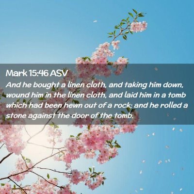 Picture 02 - Mark 15:46 ASV - And he bought a linen cloth, and taking him down, - Bible Verse Picture