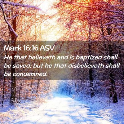 Picture 02 - Mark 16:16 ASV - He that believeth and is baptized shall be saved; - Bible Verse Picture
