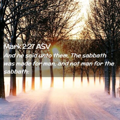 Picture 02 - Mark 2:27 ASV - And he said unto them, The sabbath was made for - Bible Verse Picture