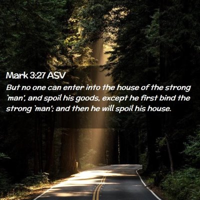 Picture 02 - Mark 3:27 ASV - But no one can enter into the house of the strong - Bible Verse Picture