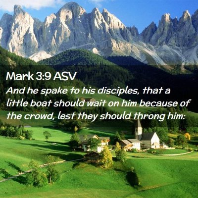 Picture 02 - Mark 3:9 ASV - And he spake to his disciples, that a little boat - Bible Verse Picture