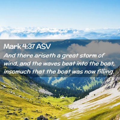 Picture 02 - Mark 4:37 ASV - And there ariseth a great storm of wind, and the - Bible Verse Picture
