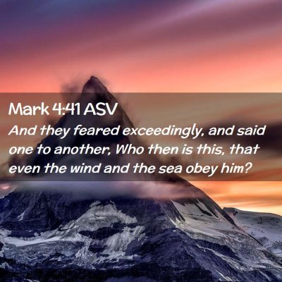 Picture 02 - Mark 4:41 ASV - And they feared exceedingly, and said one to - Bible Verse Picture