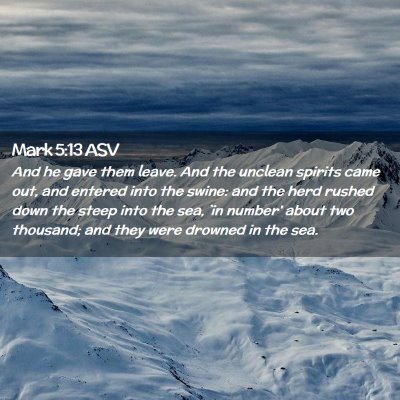 Picture 02 - Mark 5:13 ASV - And he gave them leave. And the unclean spirits - Bible Verse Picture