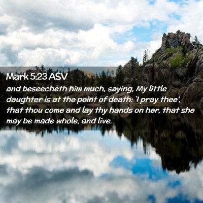 Picture 02 - Mark 5:23 ASV - and beseecheth him much, saying, My little - Bible Verse Picture