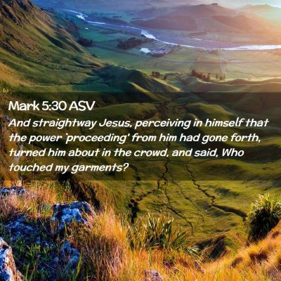 Picture 02 - Mark 5:30 ASV - And straightway Jesus, perceiving in himself that - Bible Verse Picture