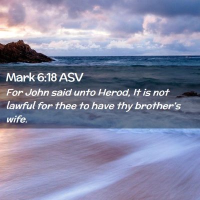 Picture 02 - Mark 6:18 ASV - For John said unto Herod, It is not lawful for - Bible Verse Picture