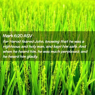 Picture 02 - Mark 6:20 ASV - for Herod feared John, knowing that he was a - Bible Verse Picture