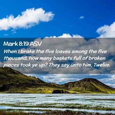 Picture 02 - Mark 8:19 ASV - When I brake the five loaves among the five - Bible Verse Picture