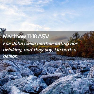 Picture 02 - Matthew 11:18 ASV - For John came neither eating nor drinking, and - Bible Verse Picture