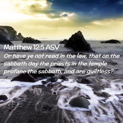 Picture 02 - Matthew 12:5 ASV - Or have ye not read in the law, that on the - Bible Verse Picture