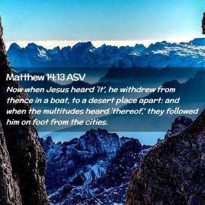 Picture 02 - Matthew 14:13 ASV - Now when Jesus heard `it', he withdrew from - Bible Verse Picture
