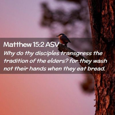 Picture 02 - Matthew 15:2 ASV - Why do thy disciples transgress the tradition of - Bible Verse Picture
