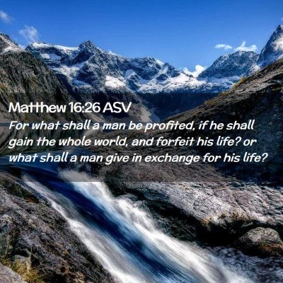 Picture 02 - Matthew 16:26 ASV - For what shall a man be profited, if he shall - Bible Verse Picture