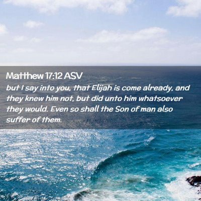 Picture 02 - Matthew 17:12 ASV - but I say into you, that Elijah is come already, - Bible Verse Picture
