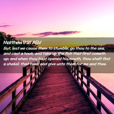 Picture 02 - Matthew 17:27 ASV - But, lest we cause them to stumble, go thou to - Bible Verse Picture