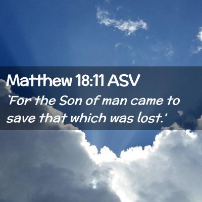 Picture 02 - Matthew 18:11 ASV - `For the Son of man came to save that which was - Bible Verse Picture