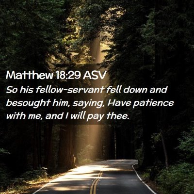 Picture 02 - Matthew 18:29 ASV - So his fellow-servant fell down and besought him, - Bible Verse Picture