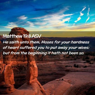 Picture 02 - Matthew 19:8 ASV - He saith unto them, Moses for your hardness of - Bible Verse Picture