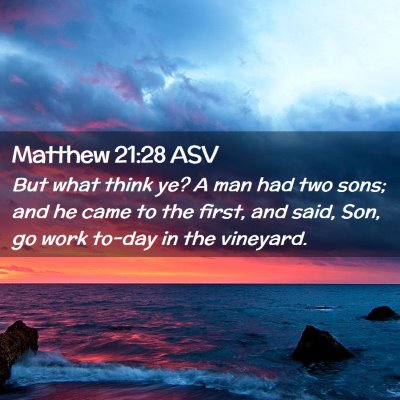 Picture 02 - Matthew 21:28 ASV - But what think ye? A man had two sons; and he - Bible Verse Picture