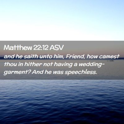 Picture 02 - Matthew 22:12 ASV - and he saith unto him, Friend, how camest thou in - Bible Verse Picture