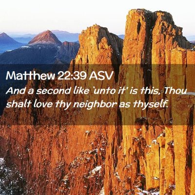 Picture 02 - Matthew 22:39 ASV - And a second like `unto it' is this, Thou shalt - Bible Verse Picture