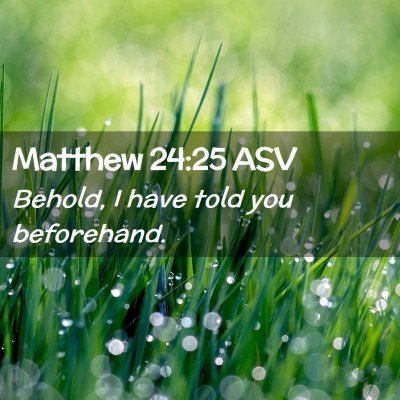 Picture 02 - Matthew 24:25 ASV - Behold, I have told you - Bible Verse Picture