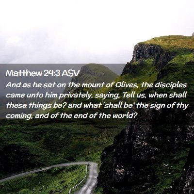 Picture 02 - Matthew 24:3 ASV - And as he sat on the mount of Olives, the - Bible Verse Picture