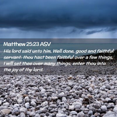 Picture 02 - Matthew 25:23 ASV - His lord said unto him, Well done, good and - Bible Verse Picture